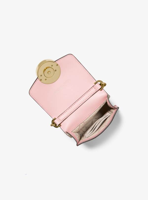 Damske Spojková Taška Michael Kors Carmen Small Logo Smartphone Ruzove Biele - Kabelky Michael Kors Lacne | YIKGT-3486